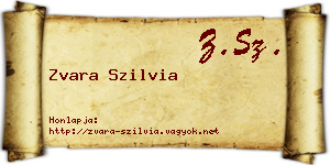 Zvara Szilvia névjegykártya